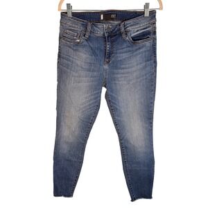 Kut from the Kloth Connie Ankle Skinny Jeans Medium Wash Blue Raw Hem Size 8